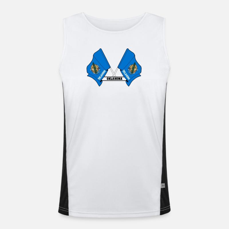 Two flags text OKLAHOMA Men's Functional Contrast Tank Top 