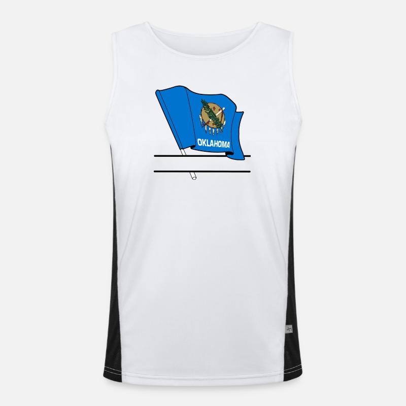 Flag Oklahoma text banner Men's Functional Contrast Tank Top 