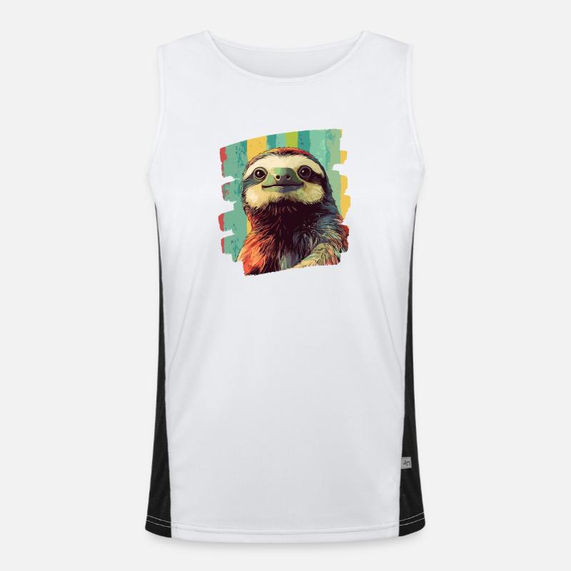 Faultier Retro Funktionelles Kontrast-Tank Top für Männer 