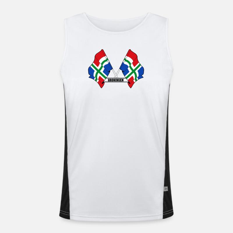 Deux drapeaux texte GRONINGEN Débardeur respirant contrasté Homme 
