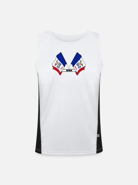 Two flags text IOWA - Men's Functional Contrast Tank Top  - white/black - Front