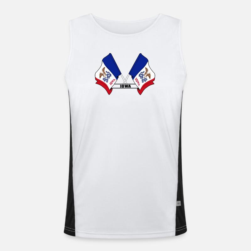 Two flags text IOWA - Men's Functional Contrast Tank Top  - white/black