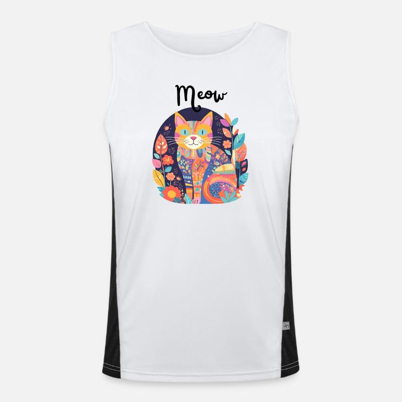 Bunte Katzen-Patchwork-Anthologie Funktionelles Kontrast-Tank Top für Männer 