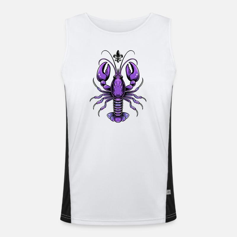 Mardi Gras Languste mit Fleur-de-Lis Design Funktionelles Kontrast-Tank Top für Männer 