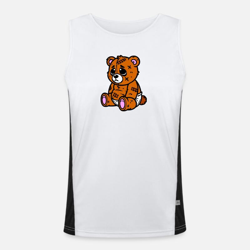 Kleines trauriges Bärchen Funktionelles Kontrast-Tank Top für Männer 