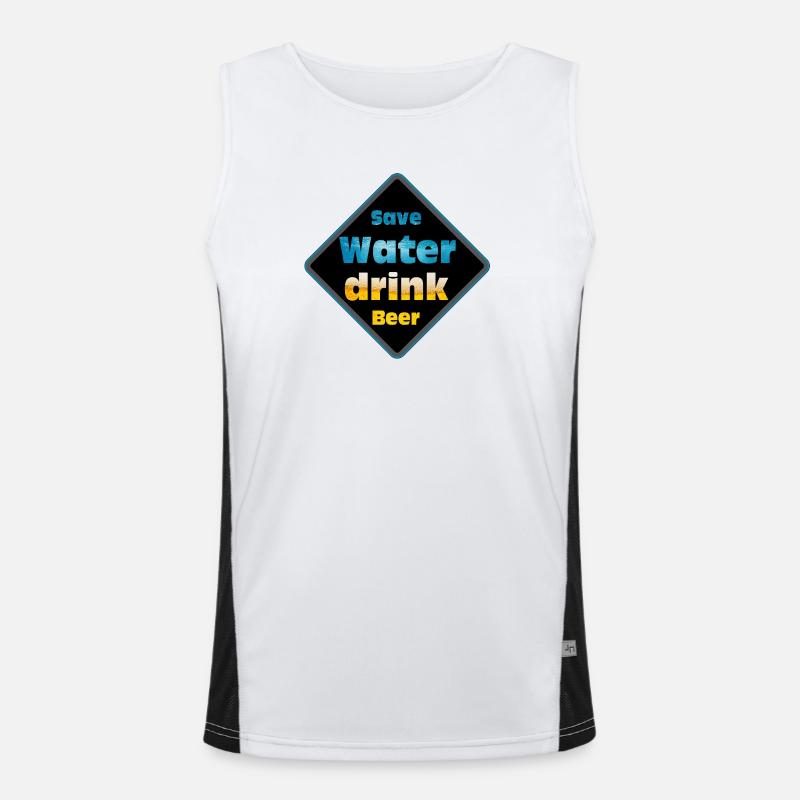 Save Water Drink Beer Shield Design Men's Functional Contrast Tank Top 