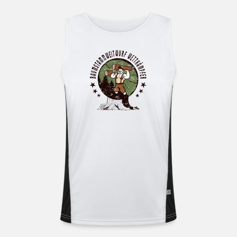 Tree trunk throwing competitors Men's Functional Contrast Tank Top 