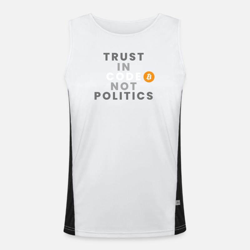 Trust in Code not Politics (Bitcoin, Crypto) Funktionelles Kontrast-Tank Top für Männer 