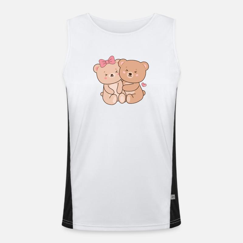 Hugging Baby Teddy Bears Men's Functional Contrast Tank Top 