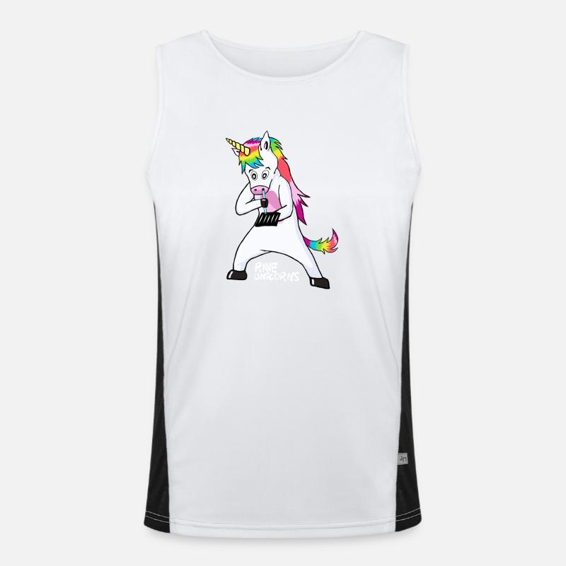 Rave Unicorns Line White Logo 18+ Funktionelles Kontrast-Tank Top für Männer 