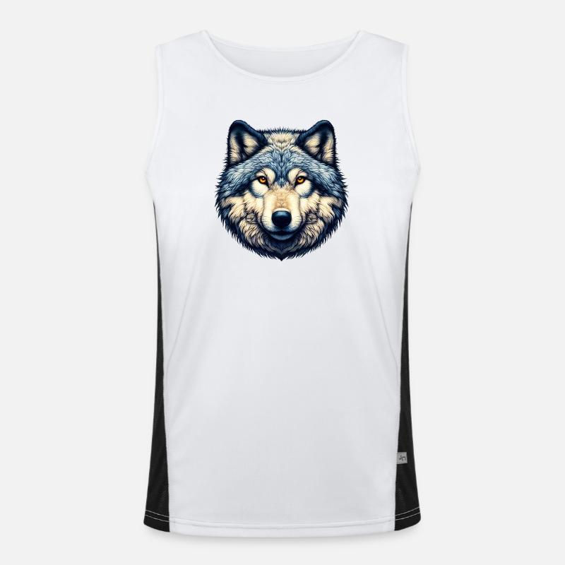 Wolf Funktionelles Kontrast-Tank Top für Männer 