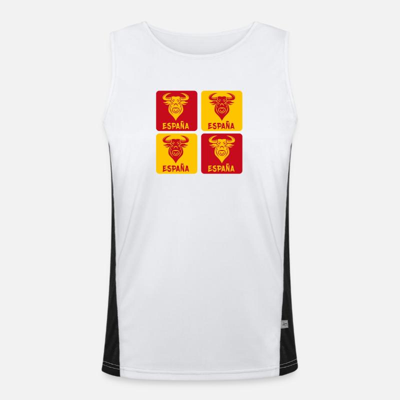 Spanien Stier Nationalfarben Design Funktionelles Kontrast-Tank Top für Männer 