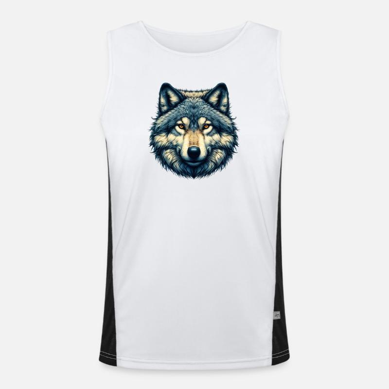 Wolf Funktionelles Kontrast-Tank Top für Männer 