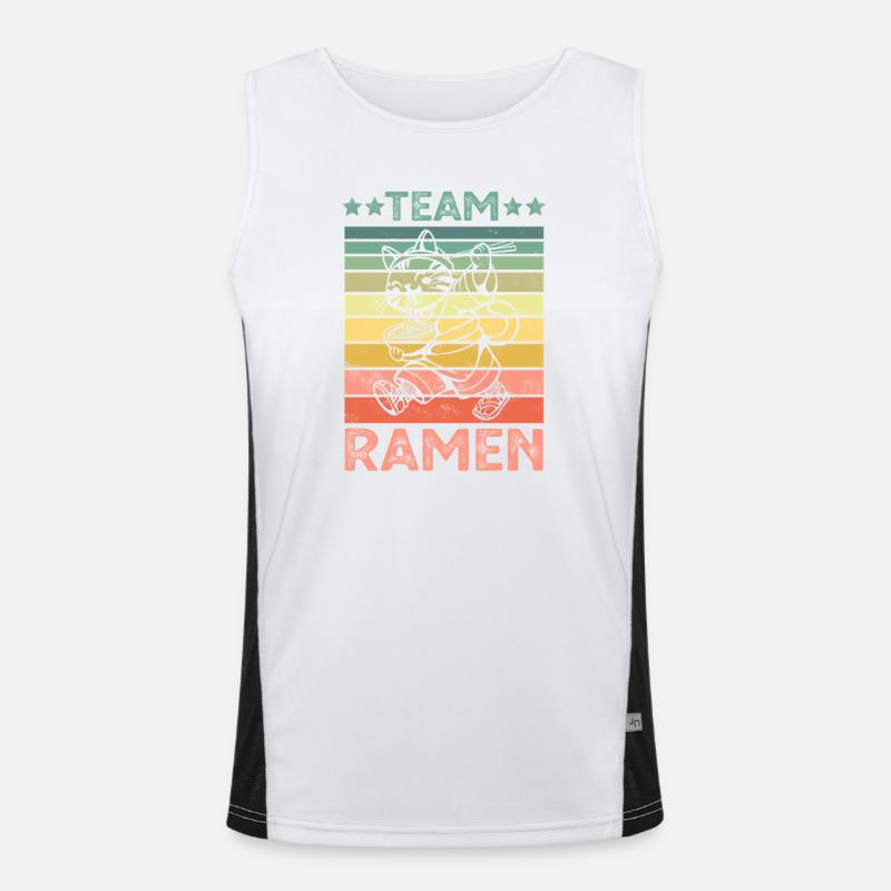 Cat Eats Ramen Noodles Men's Functional Contrast Tank Top 