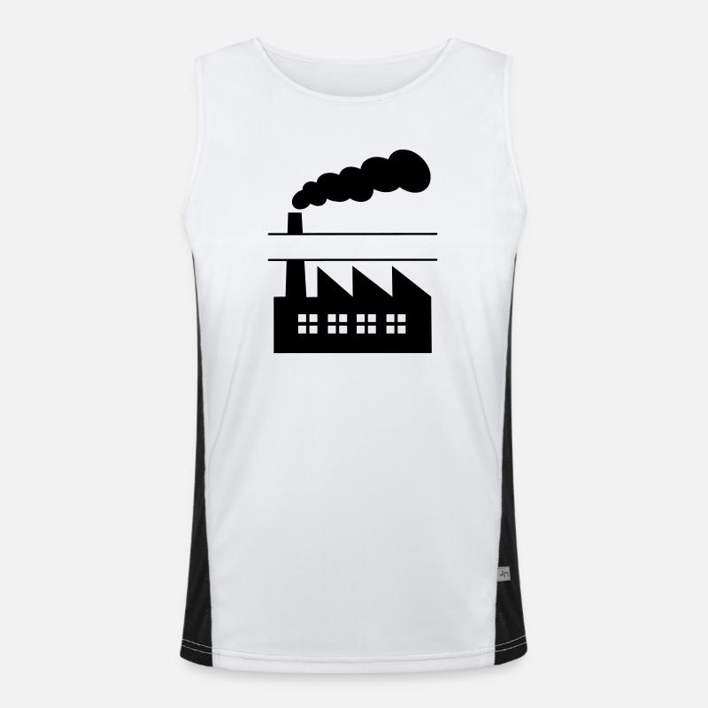 Factory with smoke name banner Men's Functional Contrast Tank Top 
