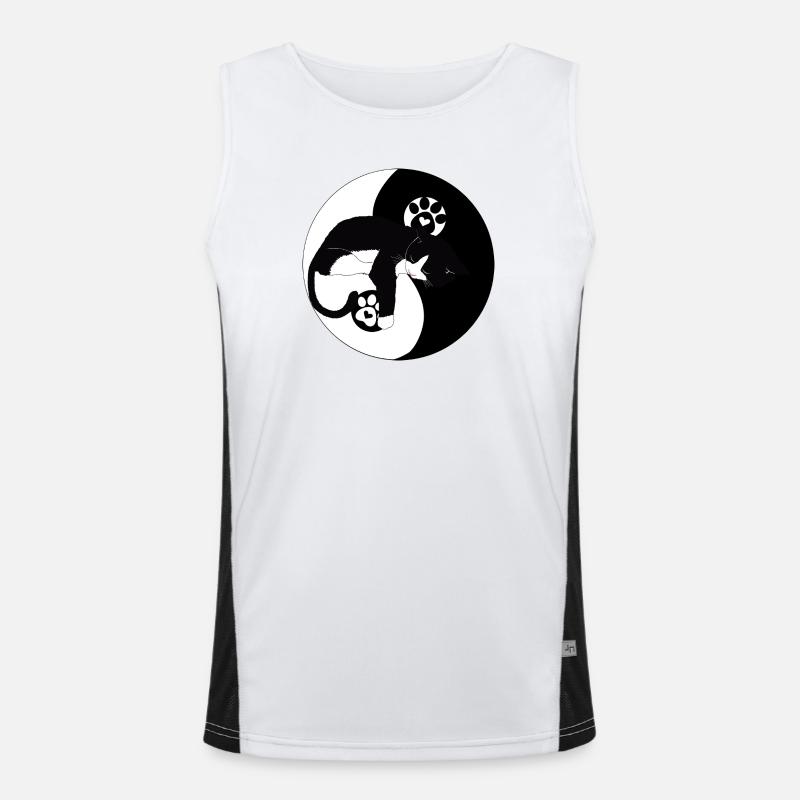 Nighttime Cat on Moon with Paws Men's Functional Contrast Tank Top 