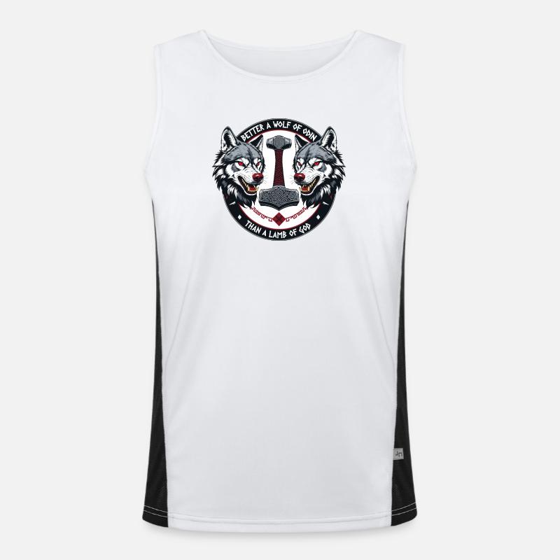Lieber ein Wolf Odins als ein Lamm Gottes Funktionelles Kontrast-Tank Top für Männer 