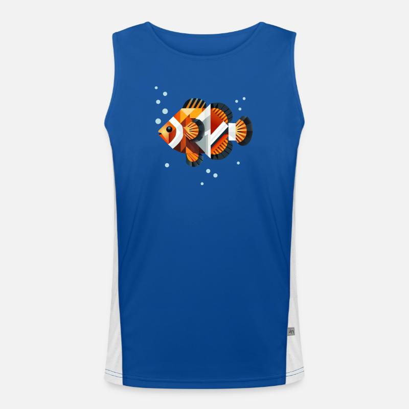 Geometrischer Clownfisch-Abstrakte Unterwasserwelt Funktionelles Kontrast-Tank Top für Männer 