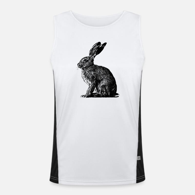 Rabbit / brown hare / Easter bunny ? - Men's Functional Contrast Tank Top  - white/black