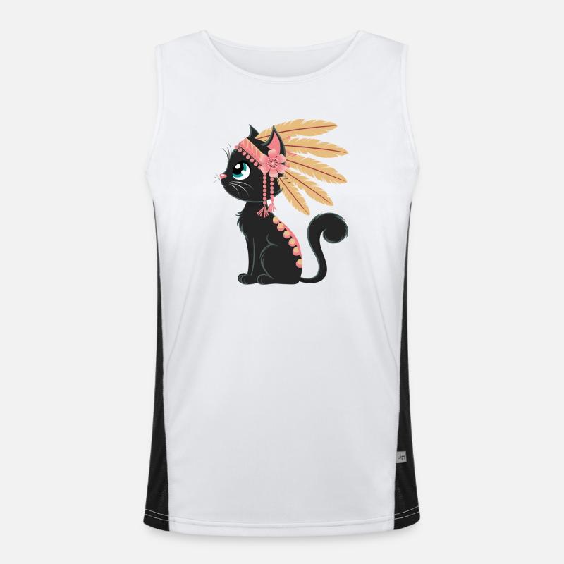 Boho Feather Cat Men's Functional Contrast Tank Top 