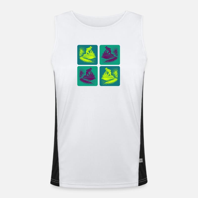 Jetski Splash Art – Neon Ride Funktionelles Kontrast-Tank Top für Männer 