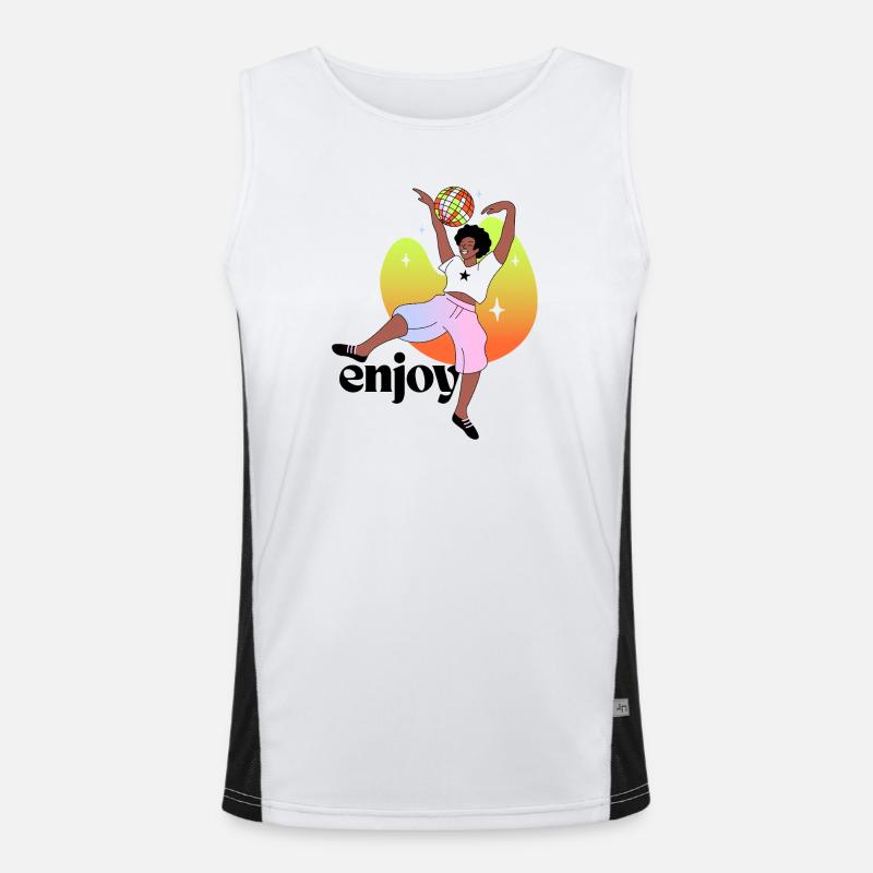 Joyful Disco Dancing Illustration - Men's Functional Contrast Tank Top  - white/black