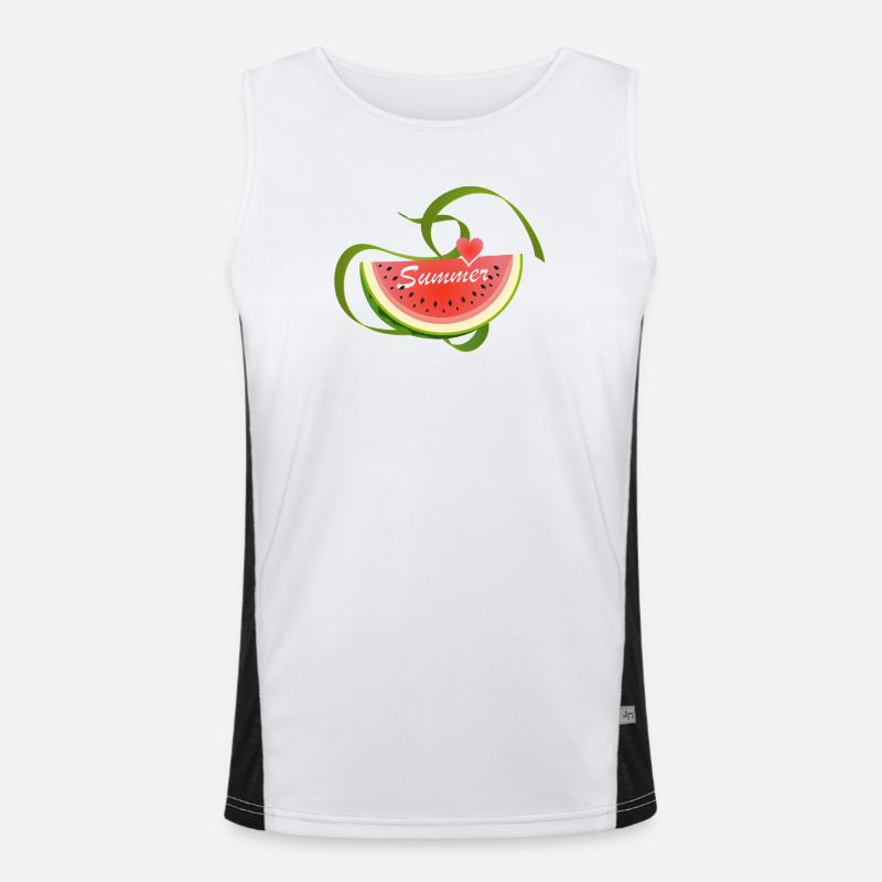 Stück Wassermelone mit dekorativer Schrift -Summer Funktionelles Kontrast-Tank Top für Männer 