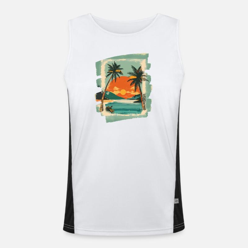 Summer, beach and palm trees Men's Functional Contrast Tank Top 