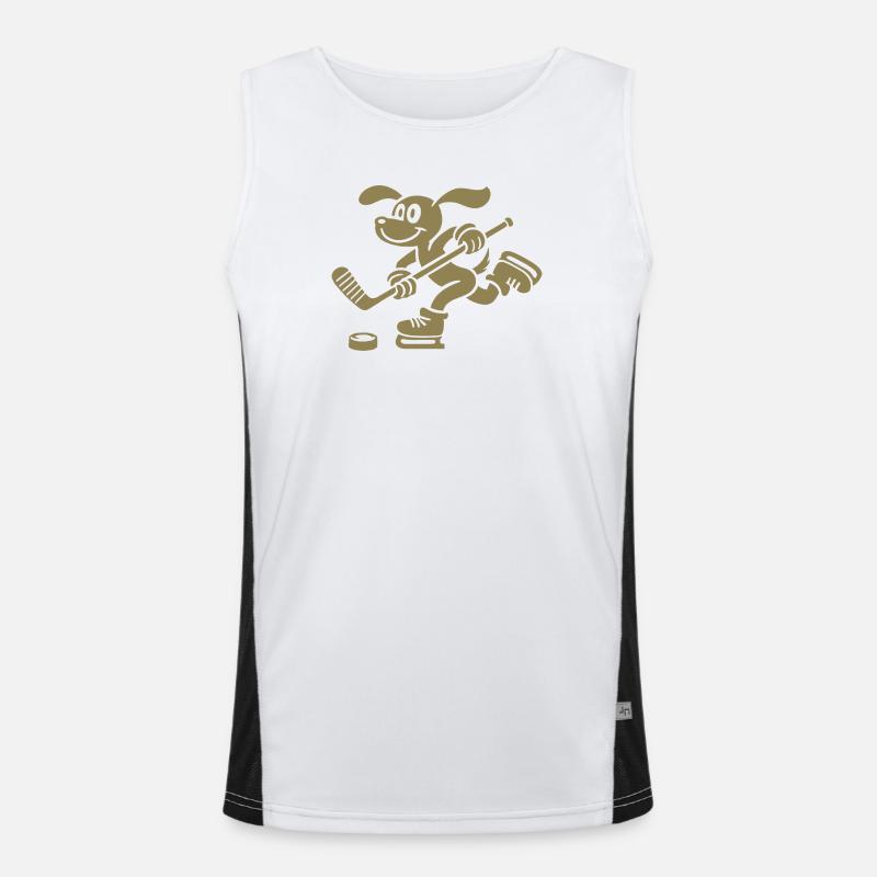 Dackel Eishockey Silhouette Minimalistisch Funktionelles Kontrast-Tank Top für Männer 