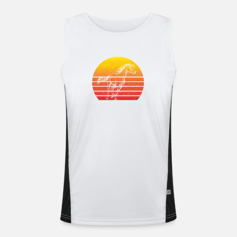 Motif Cheval Rétro Coucher de soleil Débardeur respirant contrasté Homme 