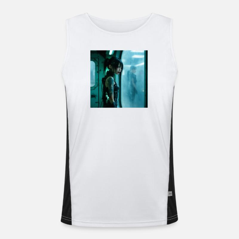 N-dless Nights: Gefangener Cyborg Funktionelles Kontrast-Tank Top für Männer 