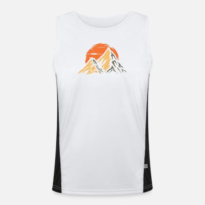 vintage Berge mit Abendsonne - Wander Symbol Funktionelles Kontrast-Tank Top für Männer 