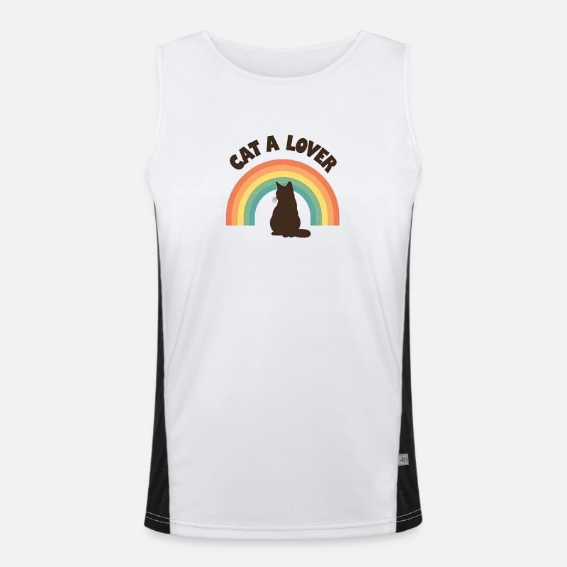 Regenbogen Liebe Katze Funktionelles Kontrast-Tank Top für Männer 