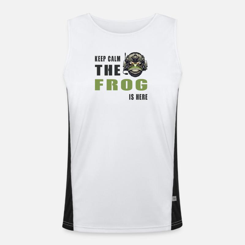 Kampffrosch – Keep Calm Style Funktionelles Kontrast-Tank Top für Männer 