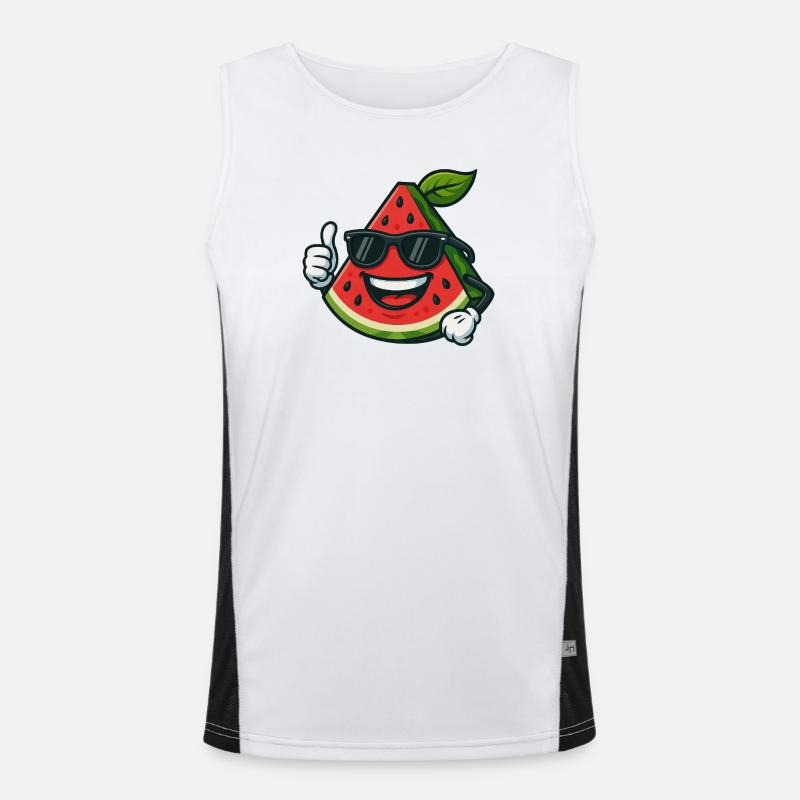 Refreshing Watermelon Summer Fruit Cool Thumb Men's Functional Contrast Tank Top 