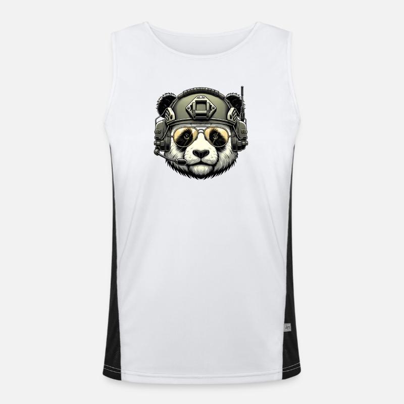 Panda Military Army Design - Men's Functional Contrast Tank Top  - white/black