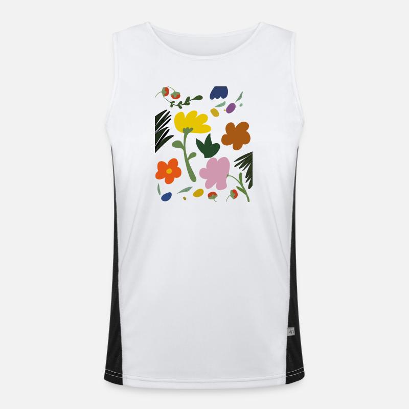 Abstrakte Blumen in der Frühlingspalette Funktionelles Kontrast-Tank Top für Männer 