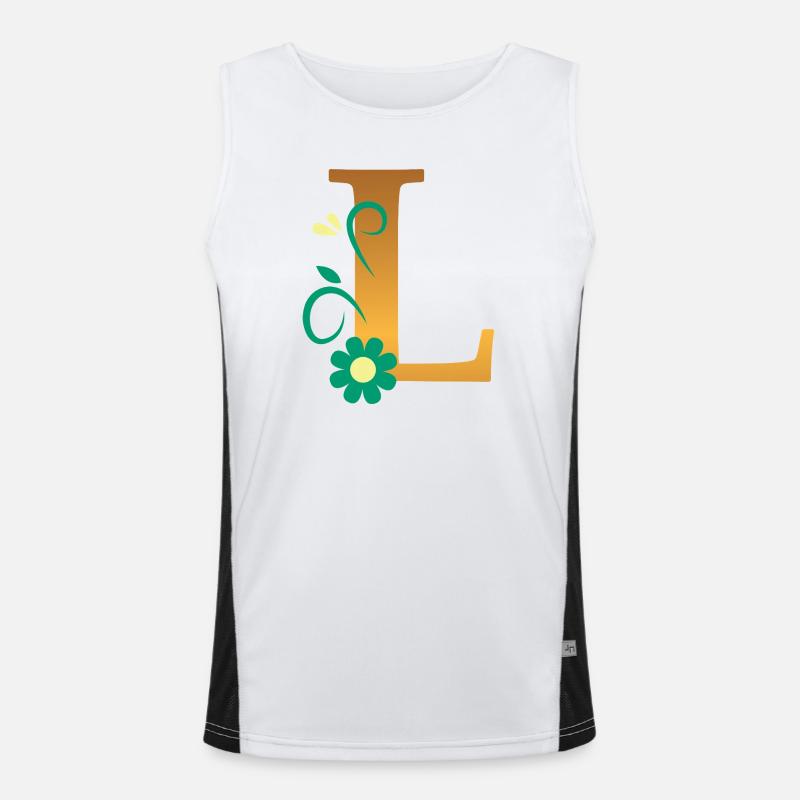 L - Men's Functional Contrast Tank Top  - white/black