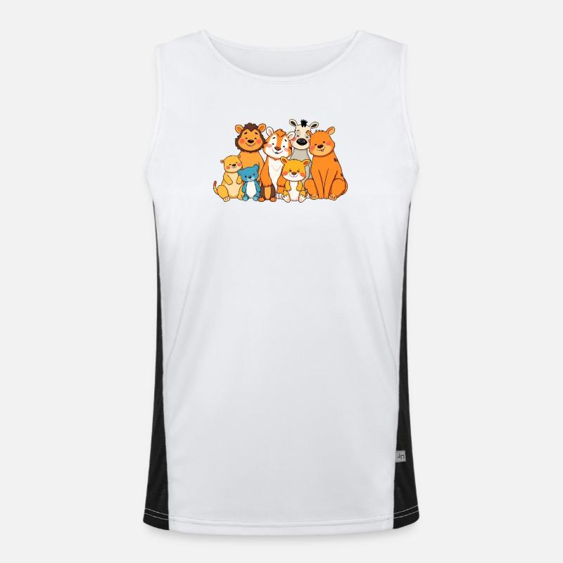 Playful Animal Family Comic Design - Men's Functional Contrast Tank Top - white/black