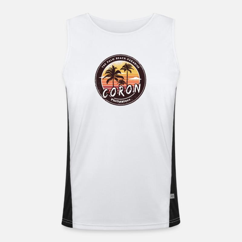 Coron Philippines Beach Palm Trees Design Men's Functional Contrast Tank Top 