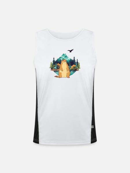 Murmeltier - Funktionelles Kontrast-Tank Top für Männer - Weiß/Schwarz