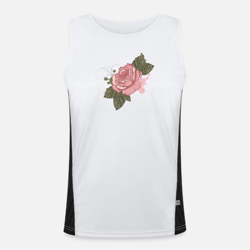 Nostalgische Vintage-Rose mit Graffiti-Elementen Funktionelles Kontrast-Tank Top für Männer 