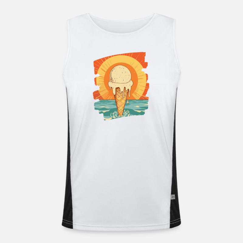Eis und Eiscreme Kugel Sommer Sonnenuntergang Funktionelles Kontrast-Tank Top für Männer 