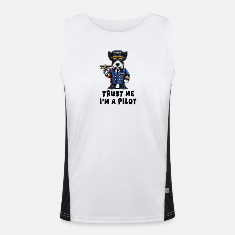 Scottish Terrier vertraue mir ich bin Pilot Funktionelles Kontrast-Tank Top für Männer 