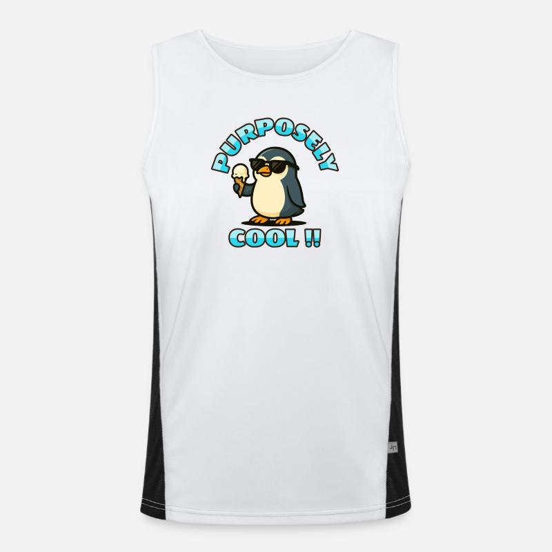 Cooler Pinguin mit Eis Funktionelles Kontrast-Tank Top für Männer 
