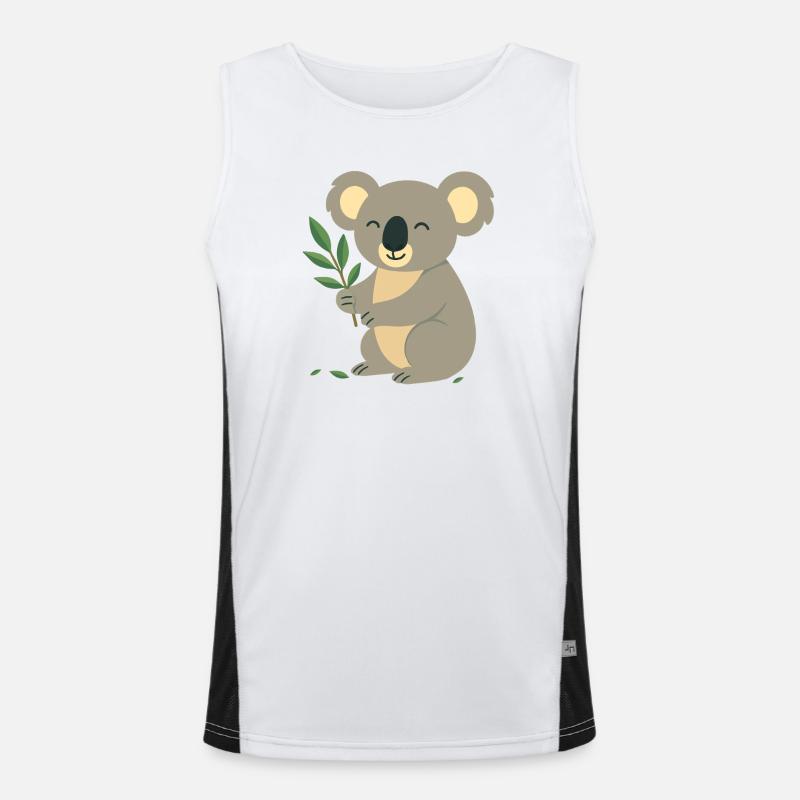 Smiling koala with eucalyptus Men's Functional Contrast Tank Top 