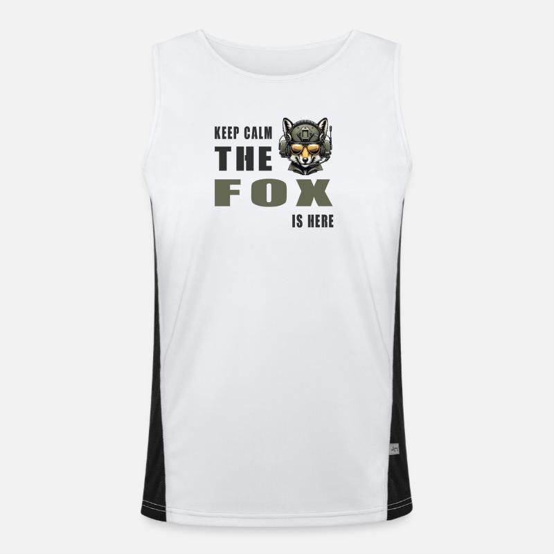 Keep calm - the fox is here - Men's Functional Contrast Tank Top  - white/black
