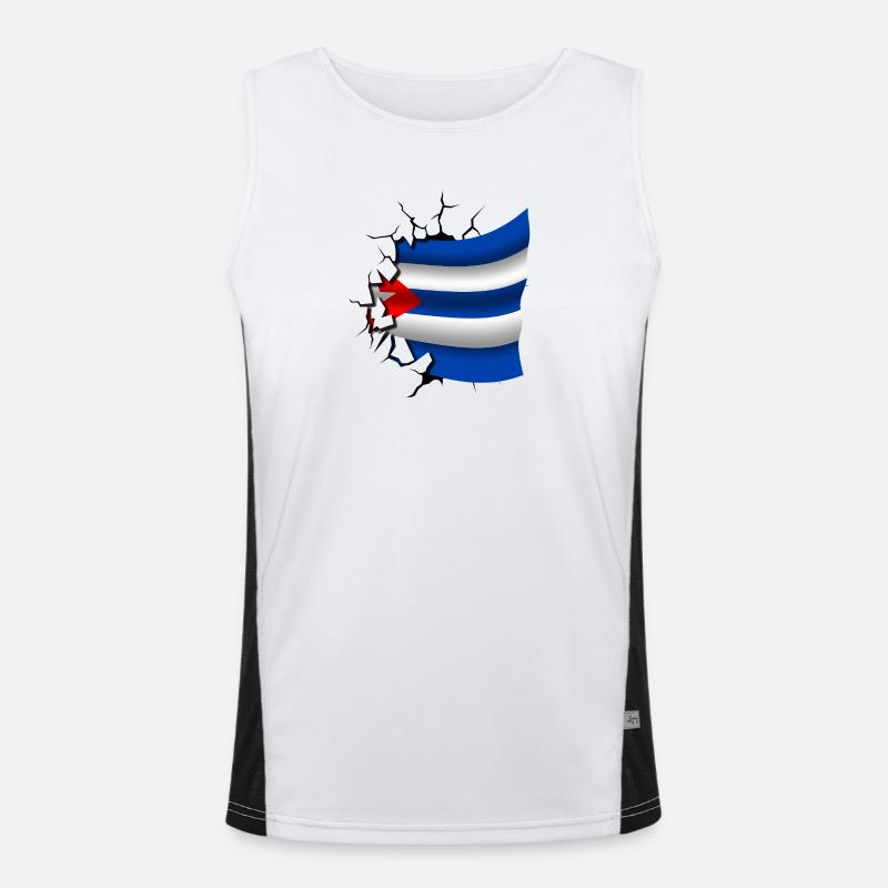 Drapeau de Cuba - Cuba - Drapeau Broken Design Débardeur respirant contrasté Homme 