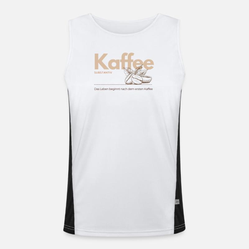 Kaffee – Das Leben beginnt nach dem ersten Kaffee Funktionelles Kontrast-Tank Top für Männer 