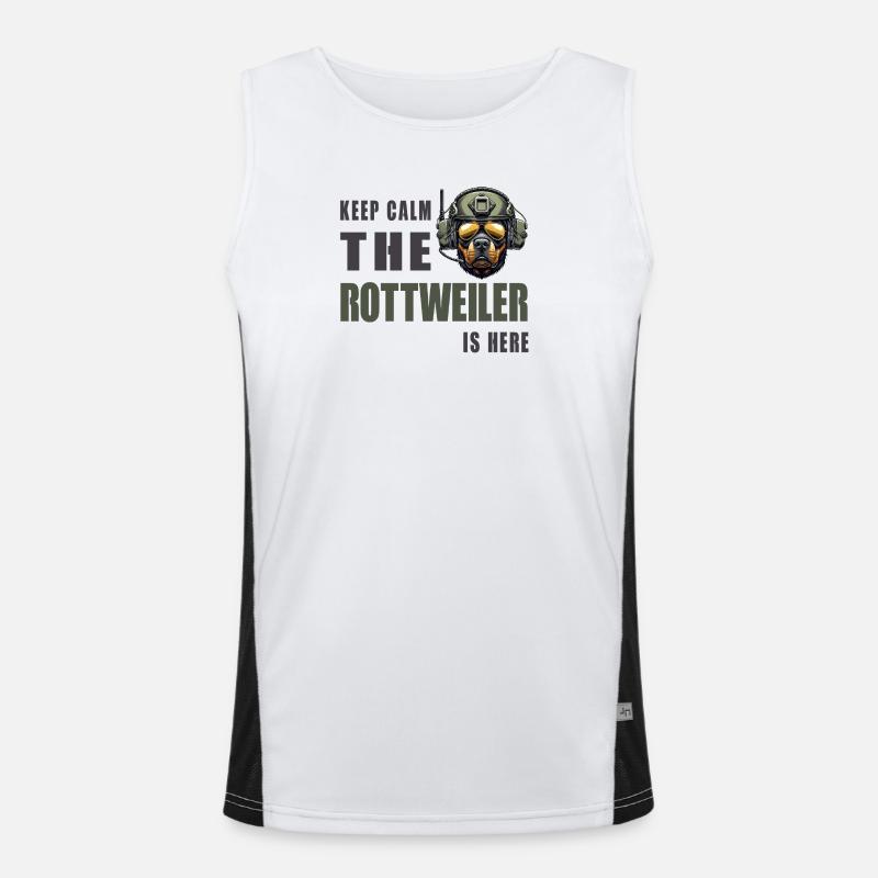 Rottweiler – Keep Calm Design Funktionelles Kontrast-Tank Top für Männer 